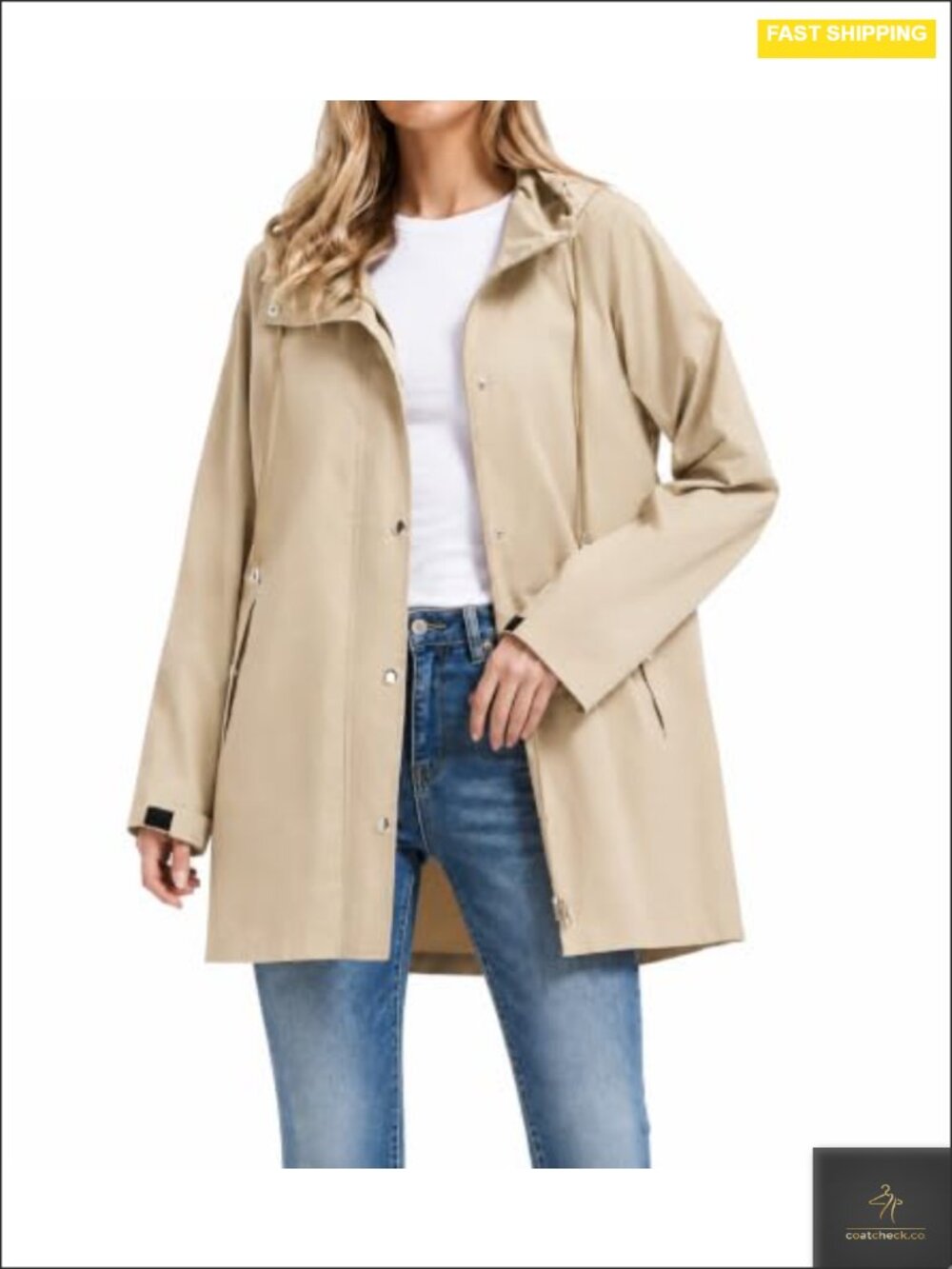 Waterproof Hooded Packable Raincoat Long Rain Jacket Women
